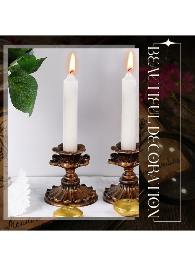 DUNISO حاملات الشموع العتيقة 3 عبوات، حاملات الشموع المعدنية النحاسية العتيقة، ديكور الشمعدان البرونزي العتيق، قوية ومتينة، لمدفأة، حفلة، تناول الطعام، المنزل، ديكور الزفاف، تناسب معظم الشموع - Image 4